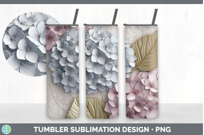 3D Hydrangea Flowers Tumbler | Sublimation 20 oz Skinny Tumbler Design