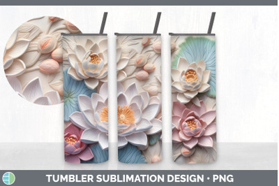 3D Lotus Flowers Tumbler | Sublimation 20 oz Skinny Tumbler Design
