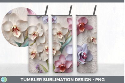 3D Orchid Flowers Tumbler | Sublimation 20 oz Skinny Tumbler Design
