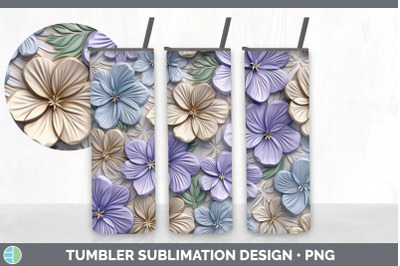 3D Periwinkle Flowers Tumbler | Sublimation 20 oz Skinny Tumbler Desig
