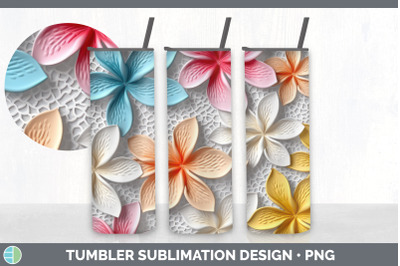 3D Plumeria Flowers Tumbler | Sublimation 20 oz Skinny Tumbler Design