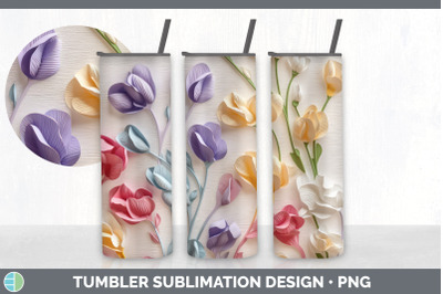3D Sweet Pea Flowers Tumbler | Sublimation 20 oz Skinny Tumbler Design