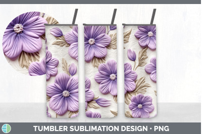 3D Violet Flowers Tumbler | Sublimation 20 oz Skinny Tumbler Design