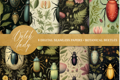 Seamless Botanical Beetle Patterns