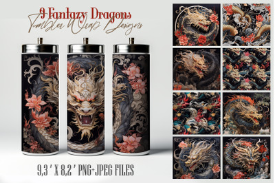 Fantasy Dragons tumbler wrapper set | Chinese new year 2024