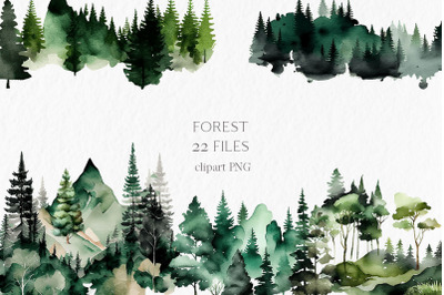 Forest Watercolor Clipart PNG