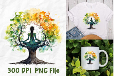 Yoga Mandala Meditate Silhouette Tree