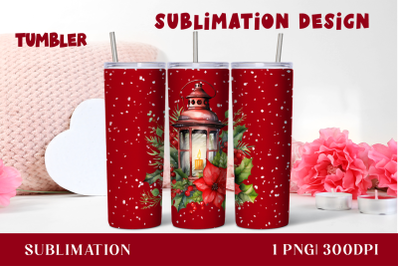 Watercolor Christmas lantern Tumbler sublimation