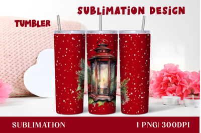 Watercolor Christmas lantern Tumbler sublimation