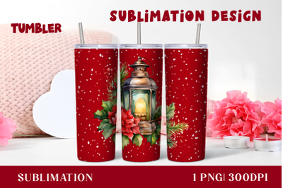 Watercolor Christmas lantern Tumbler sublimation