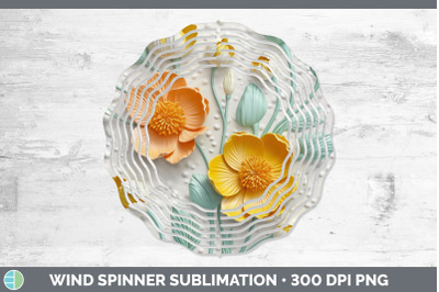 3D Buttercup Flowers Wind Spinner | Sublimation Spinner Design