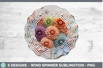 3D Dahlia Flowers Wind Spinner | Sublimation Spinner Design