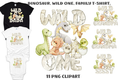 dinosaur wild one family shirt dino birthday party T-shirt sublimation
