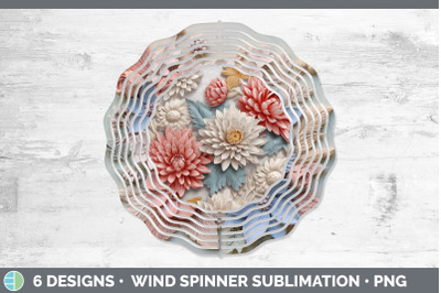 3D Chrysanthemum Flowers Wind Spinner | Sublimation Spinner Design