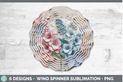 3D Delphinium Flowers Wind Spinner | Sublimation Spinner Design