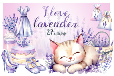 I love lavender - watercolor illustration set