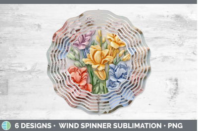 3D Freesia Flowers Wind Spinner | Sublimation Spinner Design