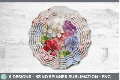 3D Geranium Flowers Wind Spinner | Sublimation Spinner Design