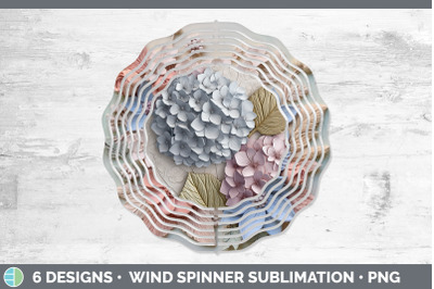 3D Hydrangea Flowers Wind Spinner | Sublimation Spinner Design