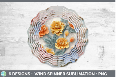 3D Marigold Flowers Wind Spinner | Sublimation Spinner Design