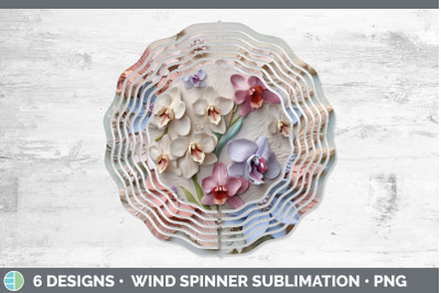 3D Orchid Flowers Wind Spinner | Sublimation Spinner Design