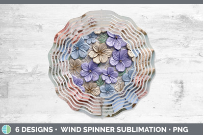 3D Periwinkle Flowers Wind Spinner | Sublimation Spinner Design