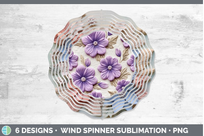 3D Violet Flowers Wind Spinner | Sublimation Spinner Design