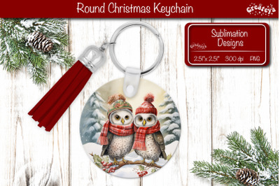 Christmas Keychain PNG Sublimation Christmas Watercolor and Owl PNG