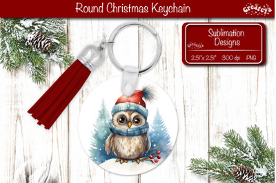 Christmas Keychain PNG Sublimation Christmas Watercolor and Owl PNG