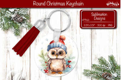 Christmas Keychain PNG Sublimation Christmas Watercolor and Owl PNG