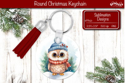 Christmas Keychain PNG Sublimation Christmas Watercolor and Owl PNG