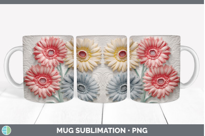 3D Gerbera Daisy Flowers Mug Wrap | Sublimation Coffee Cup Design