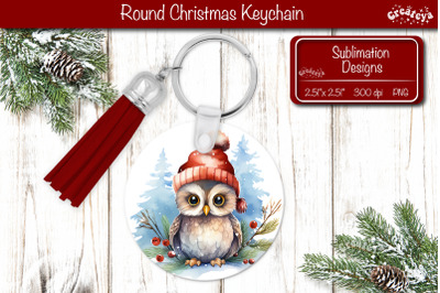 Christmas Keychain PNG Sublimation Christmas Watercolor and Owl PNG