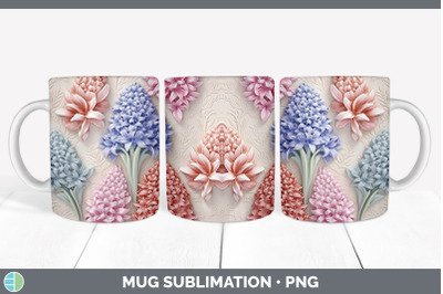 3D Hyacinth Flowers Mug Wrap | Sublimation Coffee Cup Design