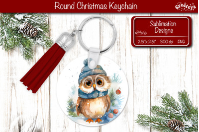 Christmas Keychain PNG Sublimation Christmas Watercolor and Owl PNG