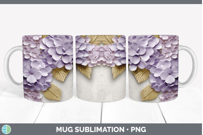 3D Lilac Flowers Mug Wrap | Sublimation Coffee Cup Design
