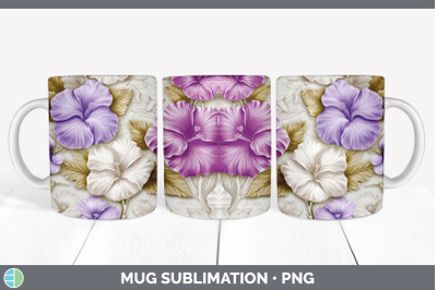 3D Petunia Flowers Mug Wrap | Sublimation Coffee Cup Design