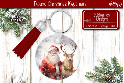 Christmas Keychain PNG Sublimation Christmas Watercolor Santa PNG