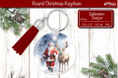 Christmas Keychain PNG Sublimation Christmas Watercolor Santa PNG