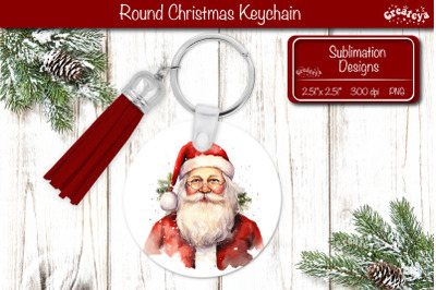 Christmas Keychain PNG Sublimation Christmas Watercolor Santa PNG