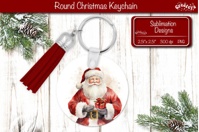 Christmas Keychain PNG Sublimation Christmas Watercolor Santa PNG