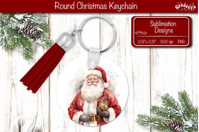 Christmas Keychain PNG Sublimation Christmas Watercolor Santa PNG