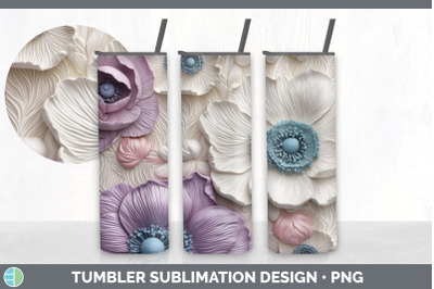3D Anemone Flowers Tumbler | Sublimation 20 oz Skinny Tumbler Design