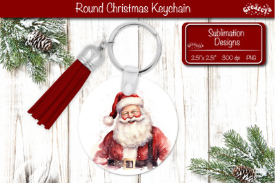 Christmas Keychain PNG Sublimation Christmas Watercolor Santa PNG