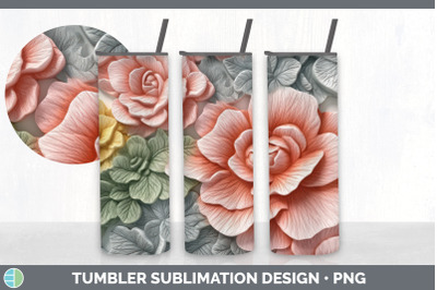 3D Begonia Flowers Tumbler | Sublimation 20 oz Skinny Tumbler Design