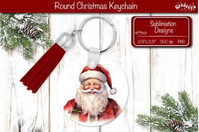 Christmas Keychain PNG Sublimation Christmas Watercolor Santa PNG