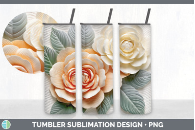 3D Camellia Flowers Tumbler | Sublimation 20 oz Skinny Tumbler Design