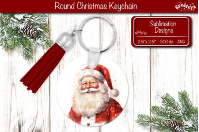 Christmas Keychain PNG Sublimation Christmas Watercolor Santa PNG