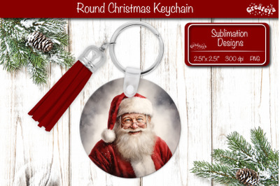 Christmas Keychain PNG Sublimation Christmas Watercolor Santa PNG