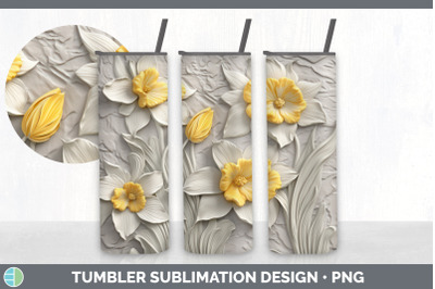 3D Daffodil Flowers Tumbler | Sublimation 20 oz Skinny Tumbler Design